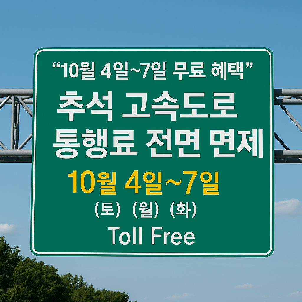 2025 추석 고속도로 통행료 면제