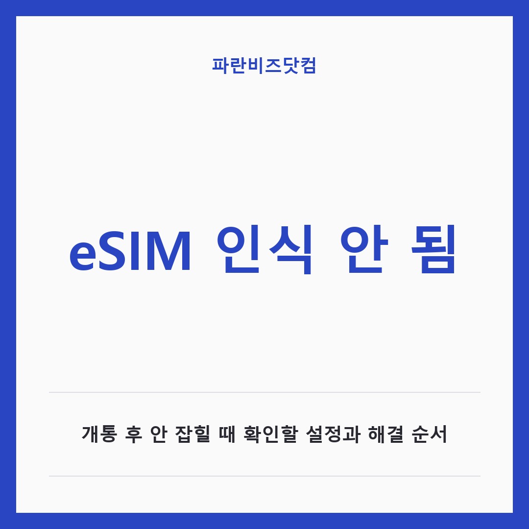 eSIM 인식 안 됨|개통 후 안 잡힐 때 확인할 설정과 해결 순서
