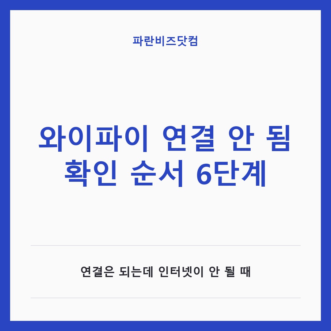 와이파이 연결 안 됨 확인 순서 6단계 — IT·가전 카테고리 글의 제목 이미지