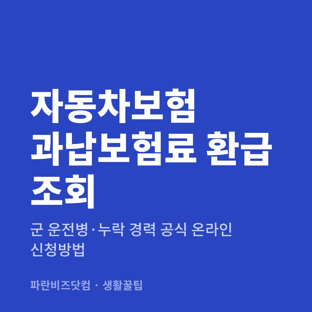자동차보험 과납보험료 환급 조회 — 생활꿀팁 카테고리 글의 제목 이미지