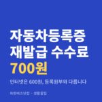 자동차등록증 재발급 수수료 700원|인터넷은 600원, 등록원부와 다릅니다 자동차등록증 재발급 수수료 700원 — 생활꿀팁 카테고리 글의 제목 이미지