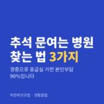 추석 문여는 병원 찾는 법 3가지 — 생활꿀팁 카테고리 글의 제목 이미지