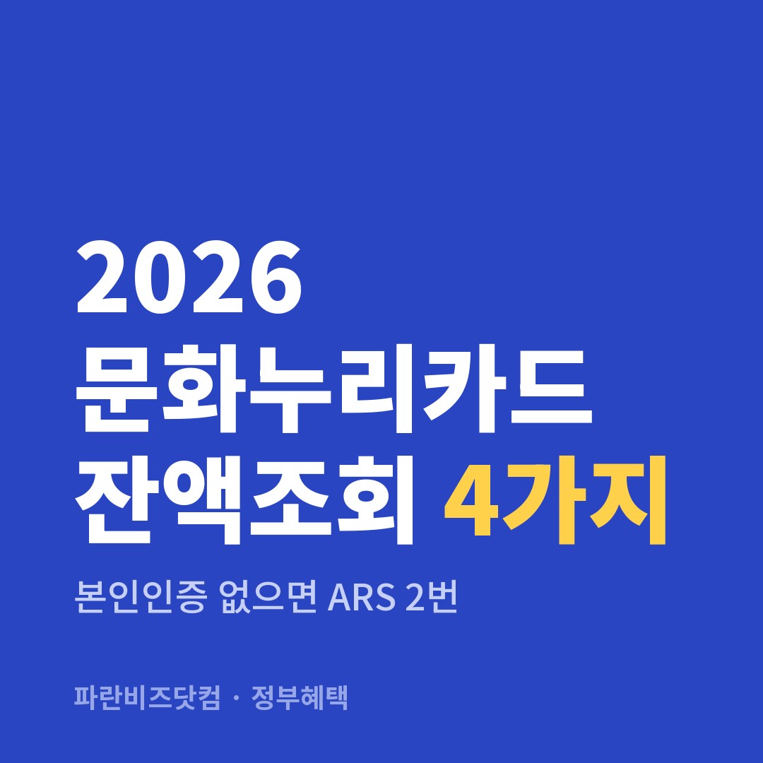 2026 문화누리카드 잔액조회 4가지 — 정부혜택 카테고리 글의 제목 이미지