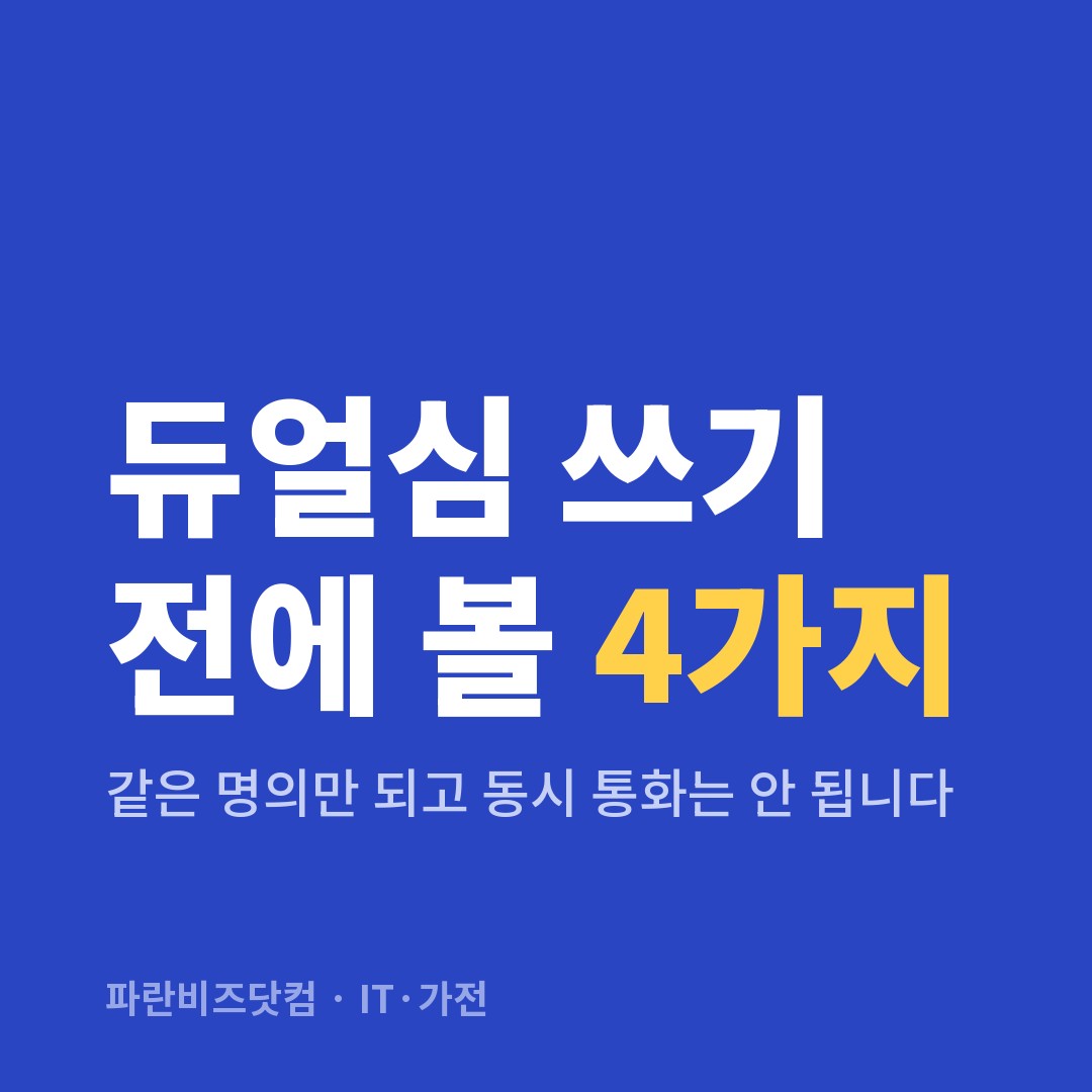 듀얼심 쓰기 전에 볼 4가지|같은 명의만 되고 동시 통화는 안 됩니다