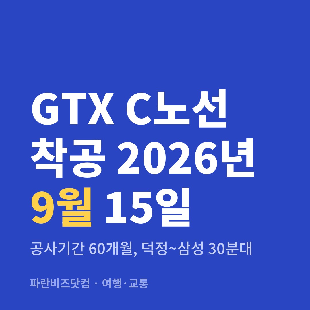 GTX C노선 착공 2026년 9월 15일｜공사기간 60개월, 덕정~삼성 30분대