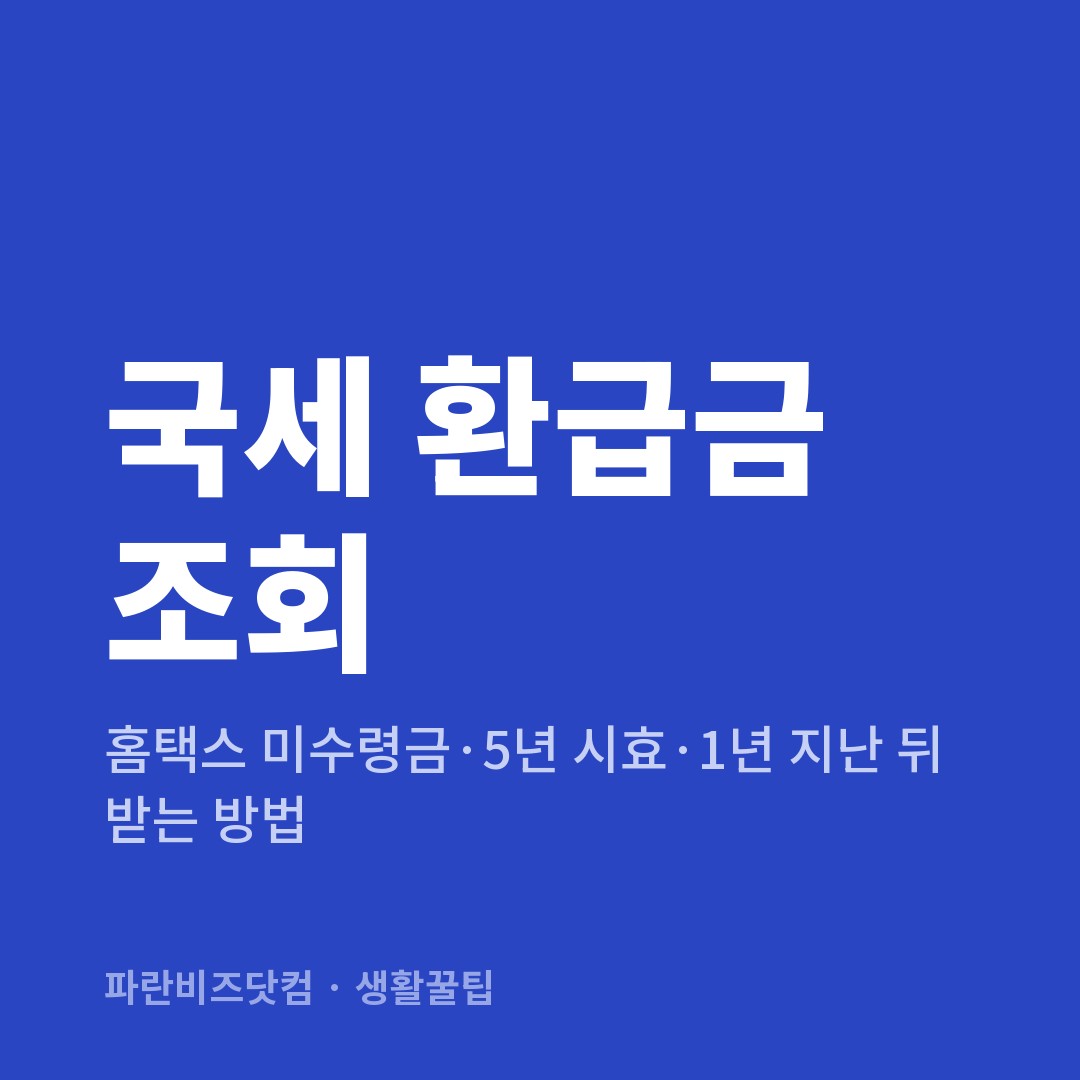 국세 환급금 조회 — 생활꿀팁 카테고리 글의 제목 이미지