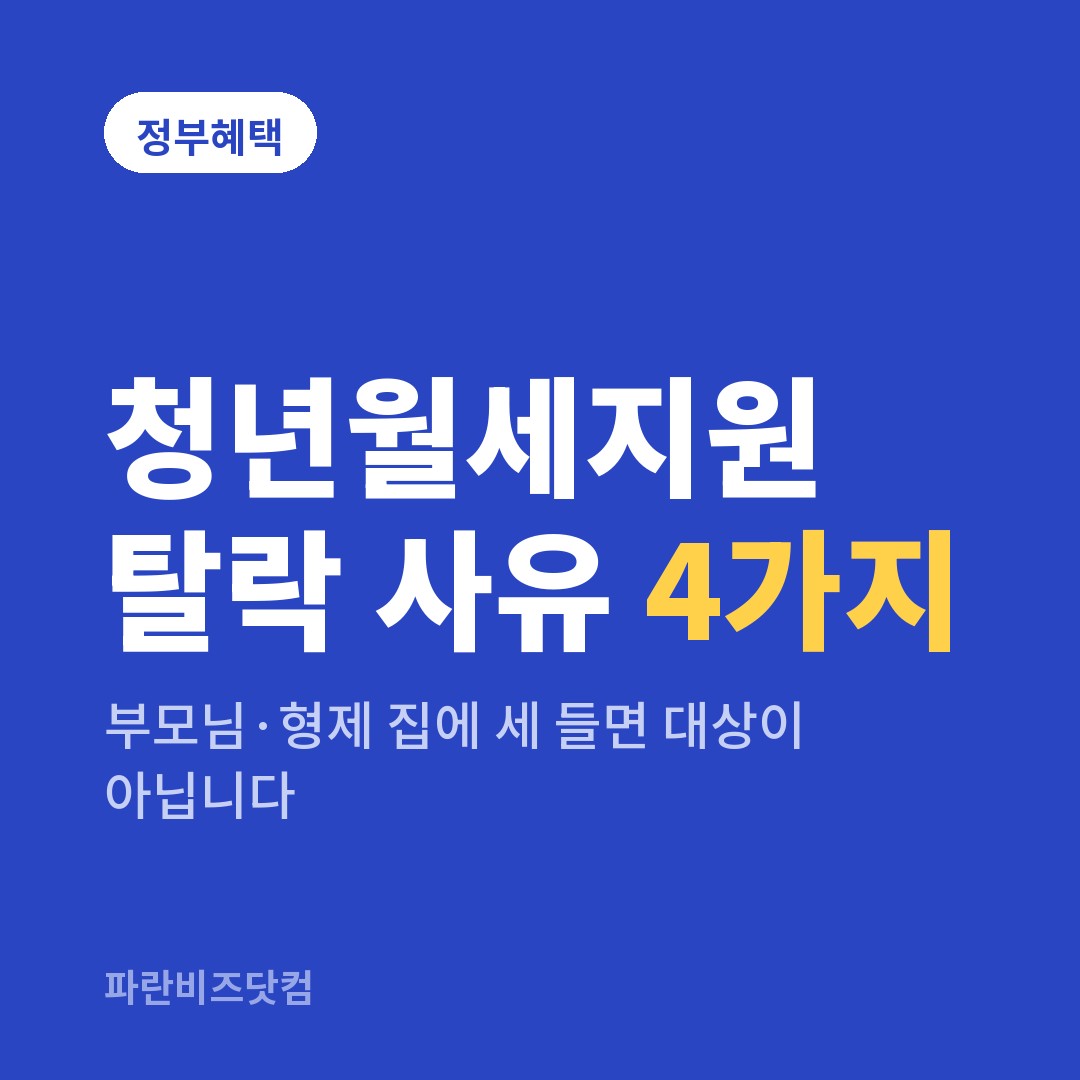 청년월세지원 탈락 사유 4가지 — 정부혜택 카테고리 글의 제목 이미지