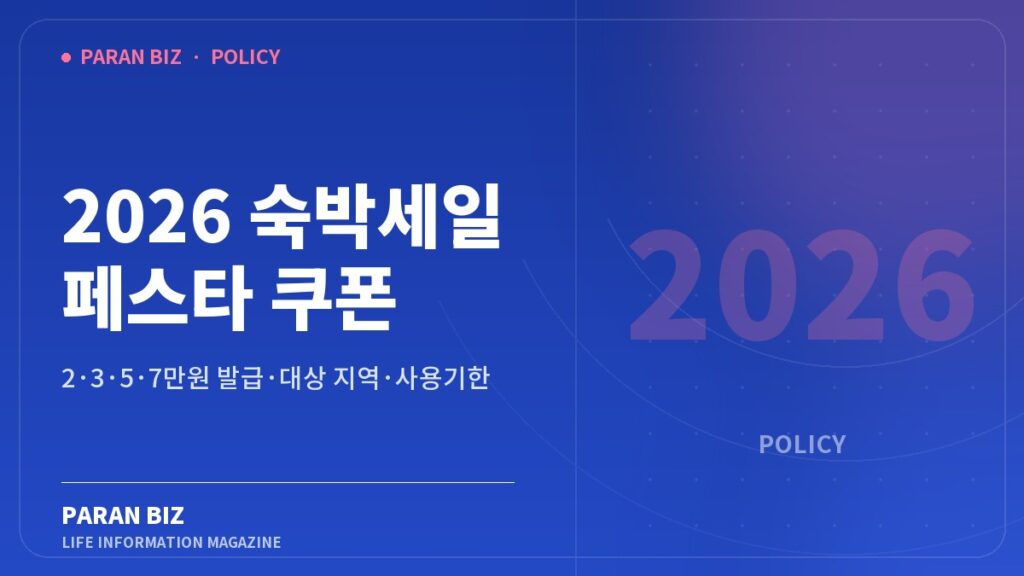 2026 숙박세일 페스타 쿠폰 — 정부혜택 카테고리의 파란비즈 제목 이미지