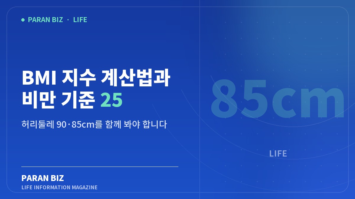 BMI 지수 계산법과 비만 기준 25 — 생활꿀팁 카테고리의 파란비즈 제목 이미지