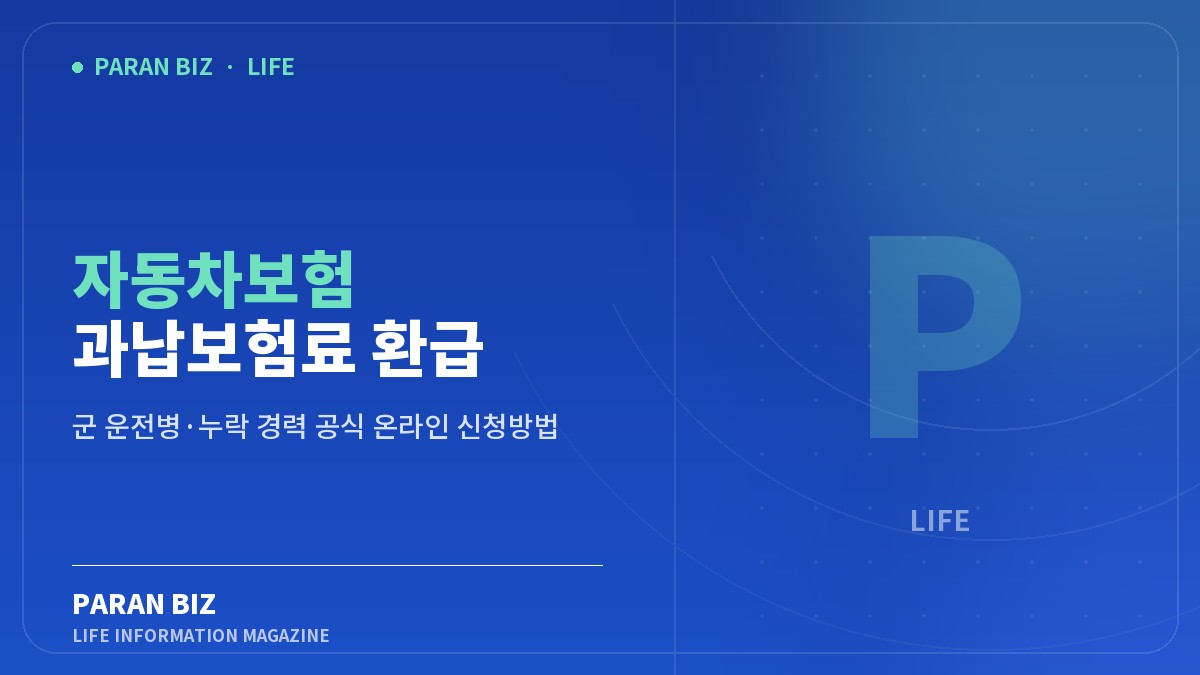 자동차보험 과납보험료 환급 조회 — 생활꿀팁 카테고리의 파란비즈 제목 이미지