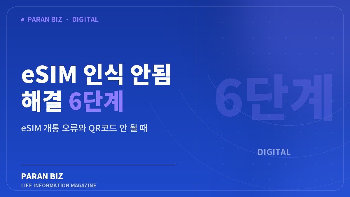 eSIM 인식 안됨 해결 6단계 — IT·가전 카테고리의 파란비즈 제목 이미지