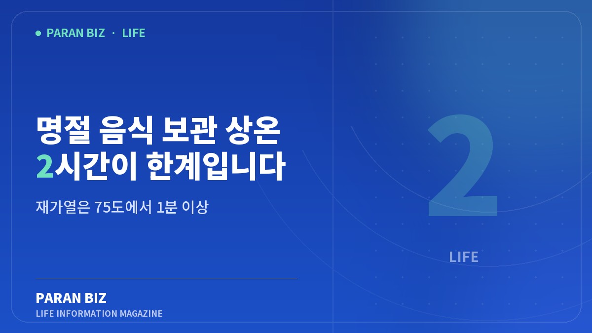 명절 음식 보관 상온 2시간이 한계입니다 — 생활꿀팁 카테고리의 파란비즈 제목 이미지