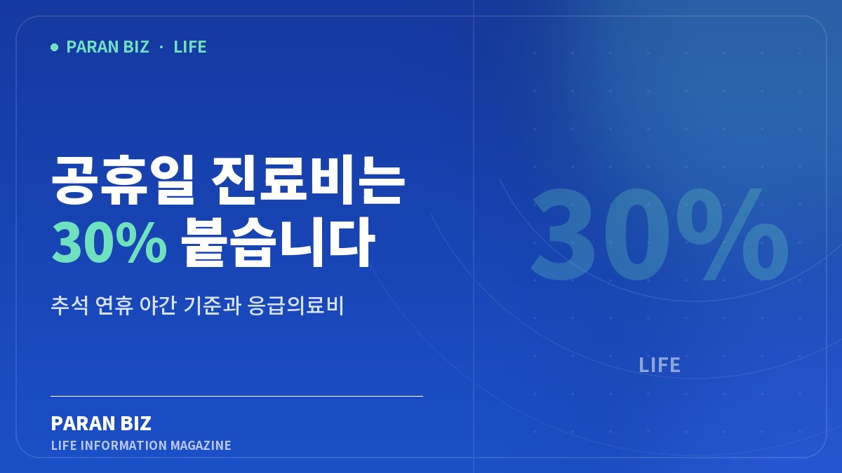 공휴일 진료비는 30% 붙습니다 — 생활꿀팁 카테고리의 파란비즈 제목 이미지