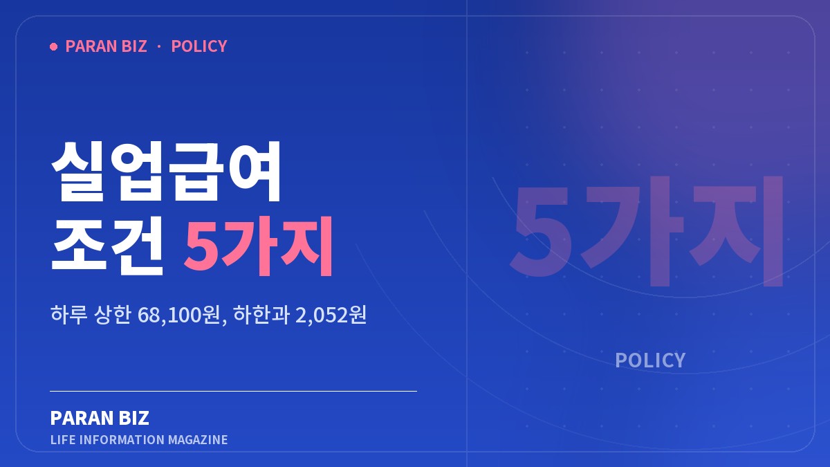 실업급여 조건 5가지 — 정부혜택 카테고리의 파란비즈 제목 이미지