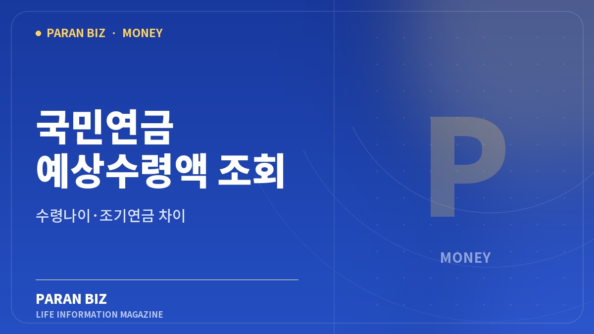 국민연금 예상수령액 조회와 수령나이를 표시한 파란비즈 제목 이미지
