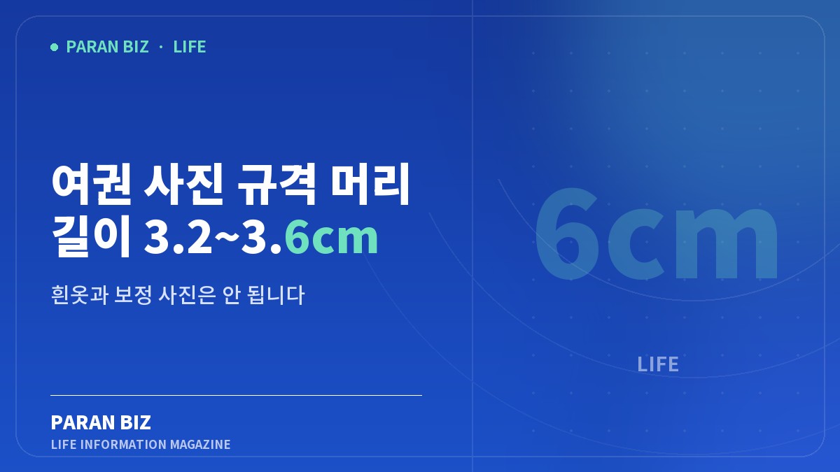 여권 사진 규격 머리 길이 3.2~3.6cm — 생활꿀팁 카테고리의 파란비즈 제목 이미지