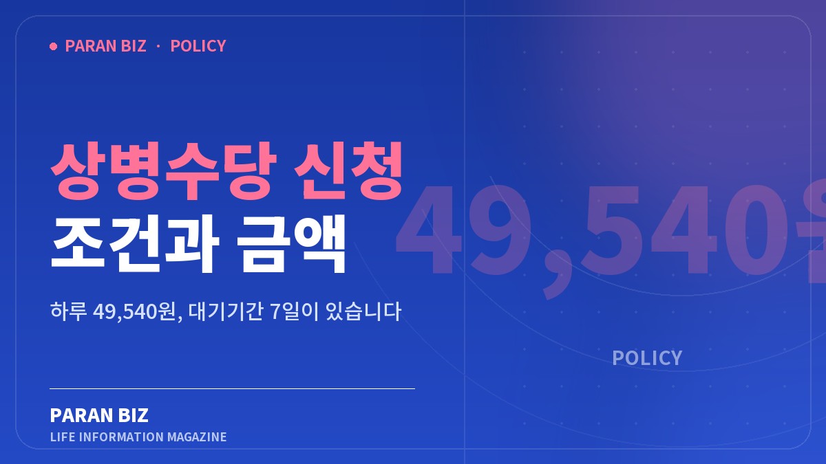 상병수당 신청 조건과 금액 — 정부혜택 카테고리의 파란비즈 제목 이미지