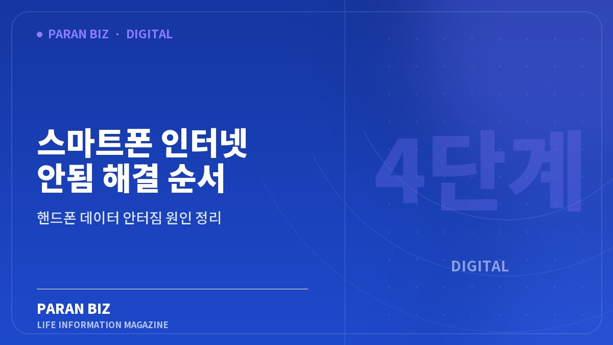 스마트폰 인터넷 안됨 해결 순서 4단계 — IT·가전 카테고리의 파란비즈 제목 이미지