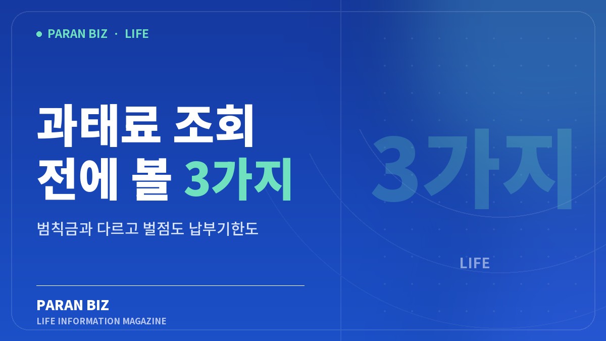 과태료 조회 전에 볼 3가지 — 생활꿀팁 카테고리의 파란비즈 제목 이미지