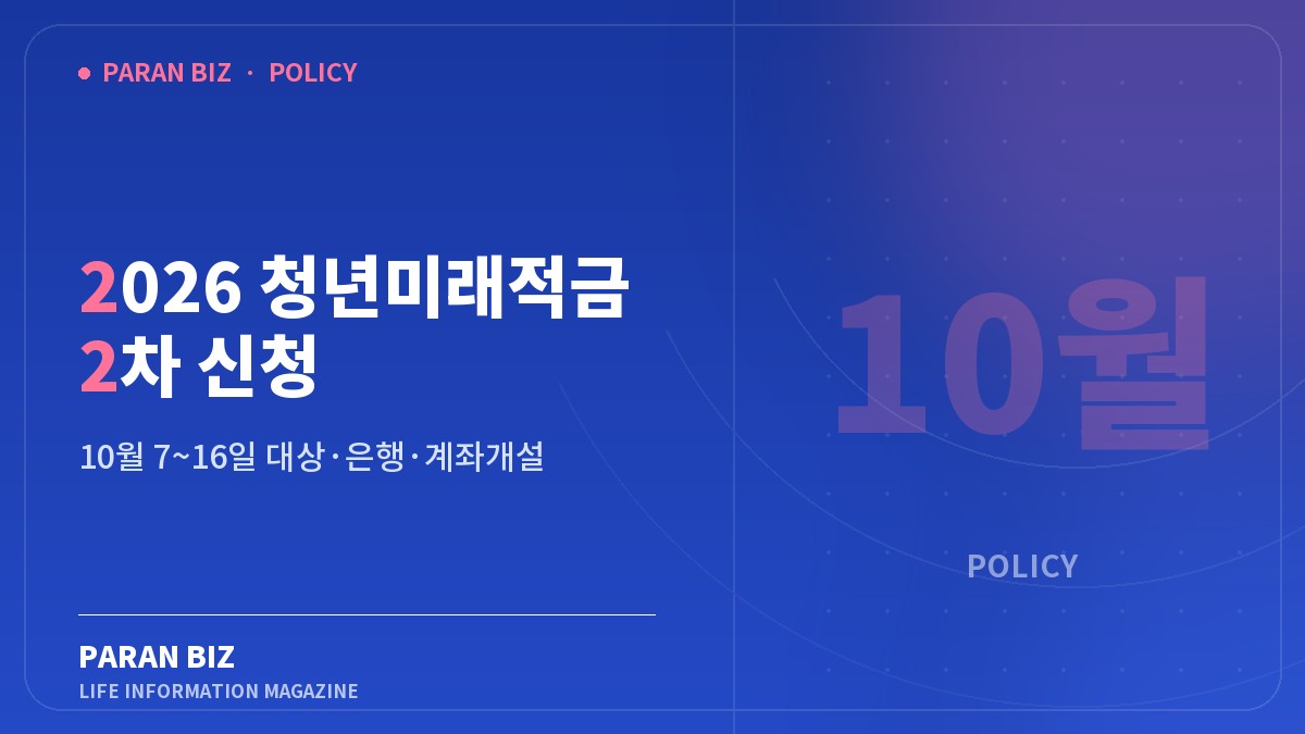 2026 청년미래적금 2차 신청 — 정부혜택 카테고리의 파란비즈 제목 이미지