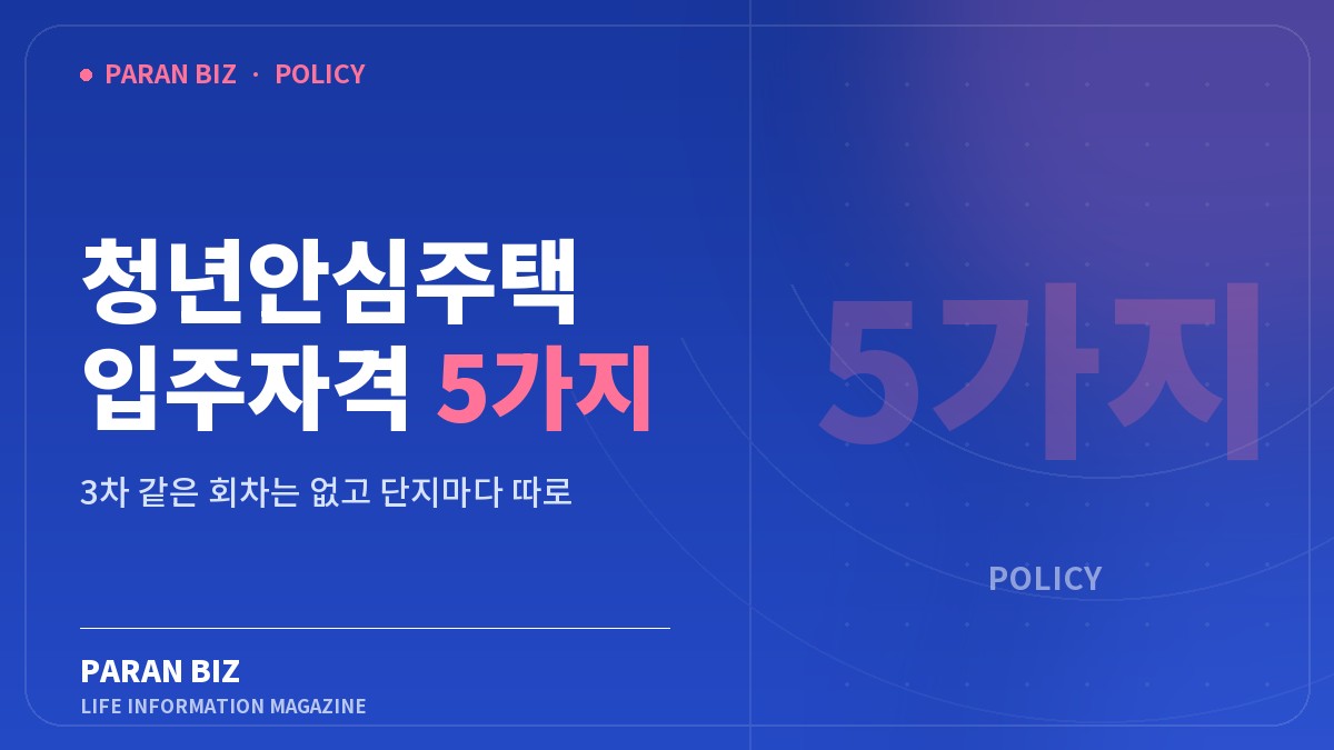 청년안심주택 입주자격 5가지 — 정부혜택 카테고리의 파란비즈 제목 이미지
